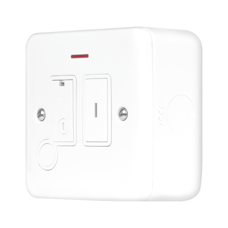 Click Metal Clad Pro Polar White 13A KEY SWITCHED FUSED CONNECTION WITH FLEX OUTLET WITH OPTIONAL FLEX OUTLET & LED - POLAR WHITE