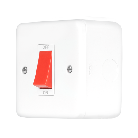 Click Metal Clad Pro Polar White 50A 1 Gang Double Pole Plate Switch MCP200PW