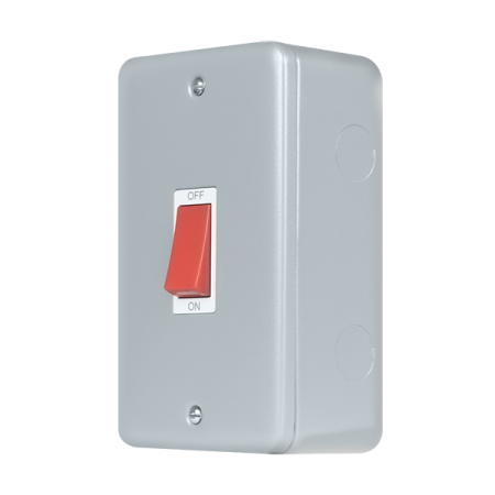Click Metal Clad Pro Grey 50A 2 Gang (Vertical) Double Pole Plate Switch MCP202