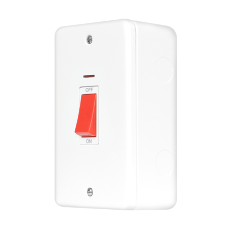 Click Metal Clad Pro Polar White 50A 2 Gang (Vertical) Double Pole Plate Switch With LED MCP203PW