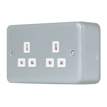 Click Metal Clad Pro Grey 13A 2 Gang Unswitched Socket Outlet MCP532