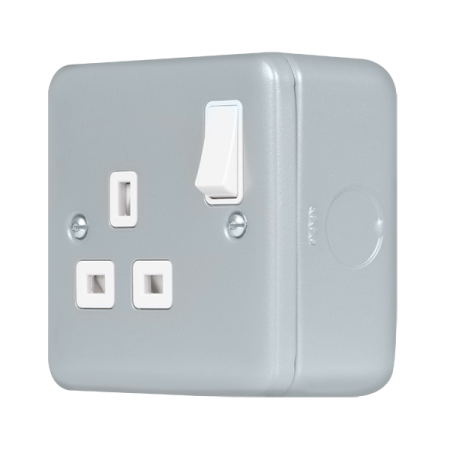 Click Metal Clad Pro Grey 13A 1 Gang Double Pole Switched Socket Outlet MCP535