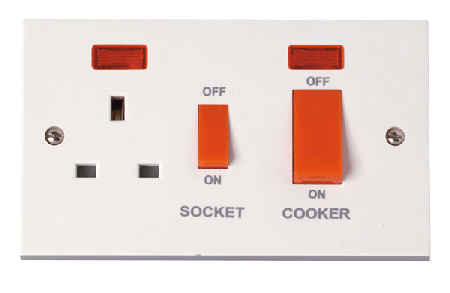 Click Polar 45A Cooker Switch with 13A Sw Socket & Neons PRW205