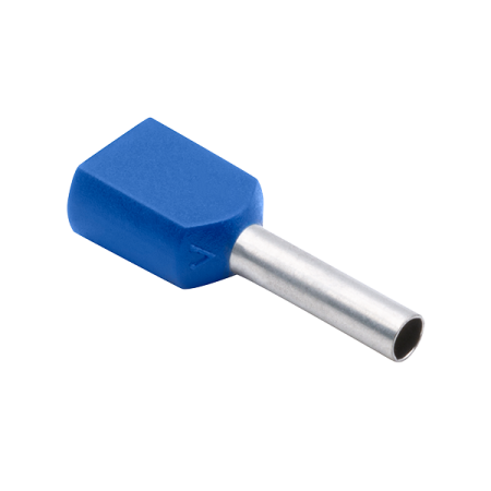 Unicrimp Double Bootlace Ferrule 0.75mm Blue Pk100 | QDBFR075