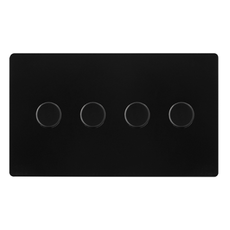 Click Definity Screwless 4 Gang 2 Way 100w Dimmer Switch Matt Black | SFBK164