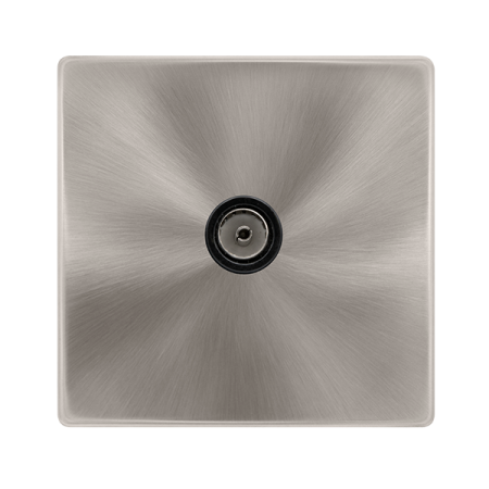 Click Definity Complete Single Non-isolated Coaxial Outlet Brushed Steel Black Insert | SFBS065BK