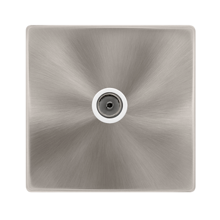 Click Definity Complete Single Non-isolated Coaxial Outlet Brushed Steel White Insert | SFBS065PW