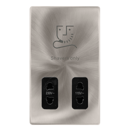 Click Definity Complete 115/230v Dual Voltage Shaver Socket Brushed Steel Black Insert | SFBS100BK