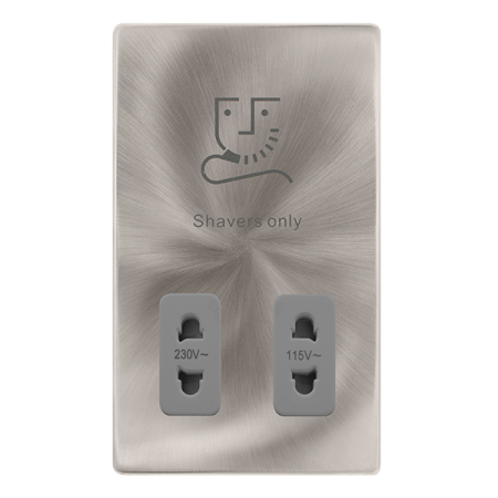 Click Definity Complete 115/230v Dual Voltage Shaver Socket Brushed Steel Grey Insert | SFBS100BK