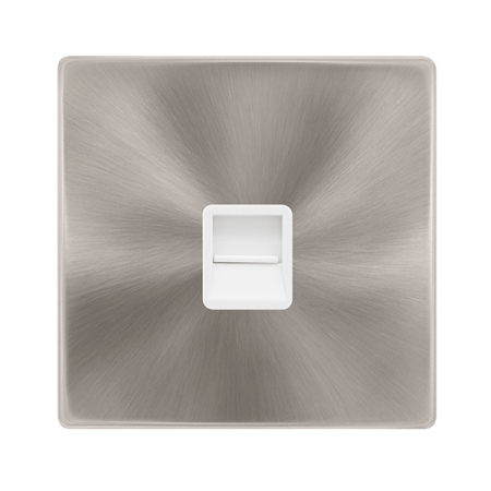 Click Definity Complete Telephone Master Outlet Brushed Steel White Insert | SFBS120PW