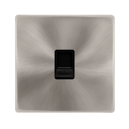 Click Definity Complete Telephone Secondary Outlet Brushed Steel Black Insert | SFBS125BK