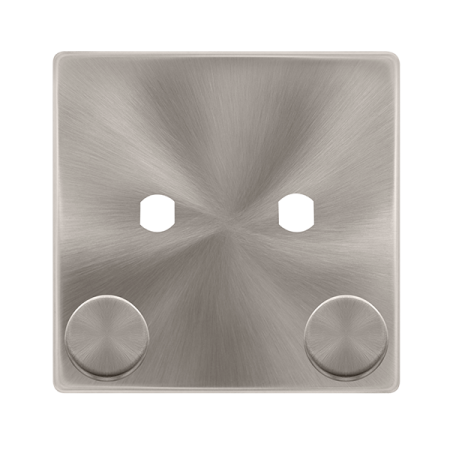 Click Definity Complete Brushed Steel Screwless 2 Gang Empty Dimmer Plate | SFBS142PL