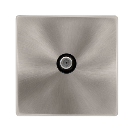 Click Definity Complete Brushed Steel with Black Insert Screwless Single Non-Isolated Satellite Outlet SFBS156BK