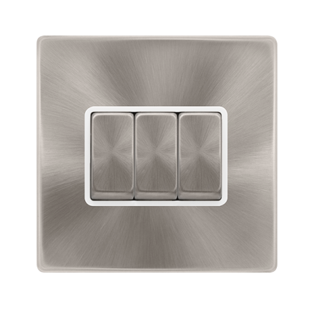 Click Definity Screwless 10ax Ingot 3 Gang 2 Way Switch White Insert | SFBS413PW