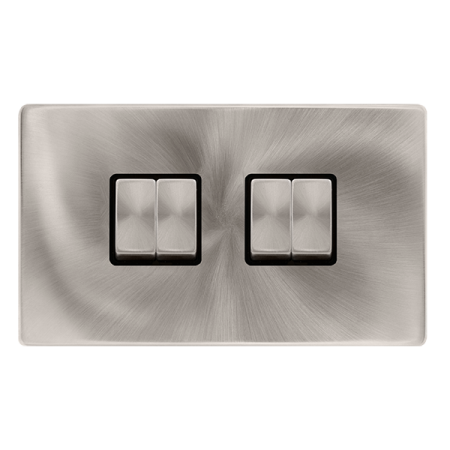 Click Definity Screwless 10ax Ingot 4 Gang 2 Way Switch Black Insert | SFBS414BK