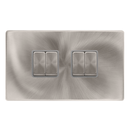 Click Definity Screwless 10ax Ingot 4 Gang 2 Way Switch Grey Insert | SFBS414GY