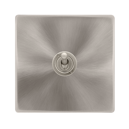 Click Definity Screwless 10ax 1 Gang 2 Way Toggle Switch - Brushed Steel | SFBS421