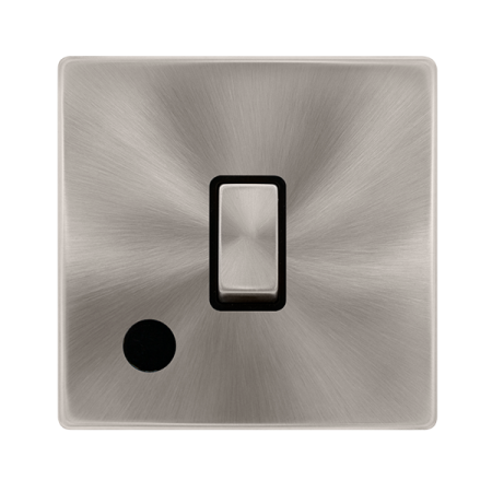 Click Definity Complete Brushed Steel with Black Insert Screwless 20A Double Pole Switch with Optional Flex Outlet SFBS522BK