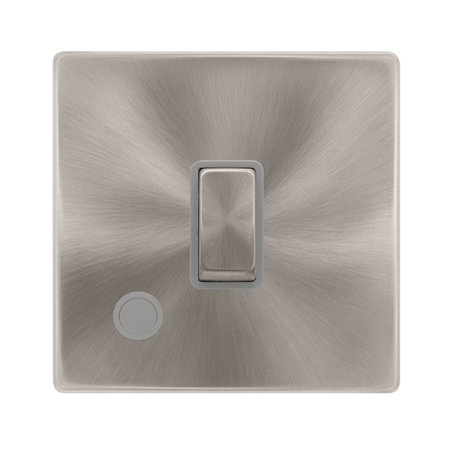 Click Definity Complete Brushed Steel with Grey Insert Screwless 20A Double Pole Switch with Optional Flex Outlet SFBS522GY
