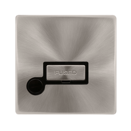 Click Definity Complete Brushed Steel with Black Insert Screwless 13A Unswitched Fused Connection unit with Optional Flex Outlet SFBS550BK