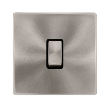 Click Definity Complete Brushed Steel with Black Insert Screwless 20A Double Pole Switch SFBS722BK