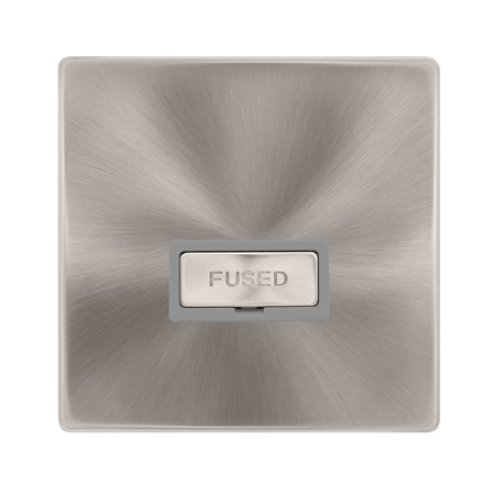 Click Definity Complete Brushed Steel with Grey Insert Screwless 13A Unswitched Fused Connection Unit SFBS750GY