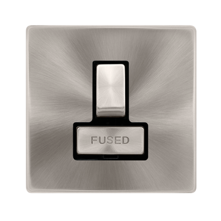 Click Definity Complete Brushed Steel with Black Insert Screwless 13A Switched Fused Connection Unit SFBS751BK