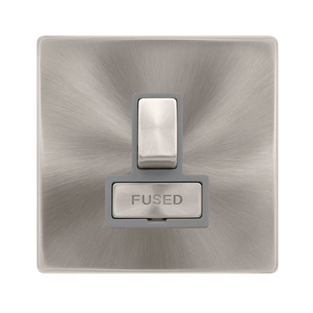 Click Definity Complete Brushed Steel with Grey Insert Screwless 13A Switched Fused Connection Unit SFBS751GY
