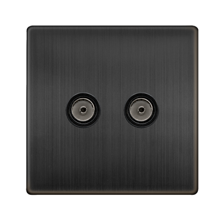 Click Definity Complete Matt Bronze Twin Non-isolated Coaxial Outlet