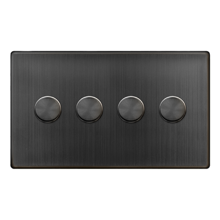 Click Definity Complete Matt Bronze Screwless 4 Gang 2 Way 100W LED Dimmer Switch SFBZ164