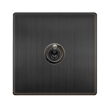 Click Definity Complete Matt Bronze Screwless 1 Gang 2 Way Toggle Switch SFBZ421