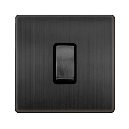 Click Definity Complete Matt Bronze with Black Insert Screwless 1 Gang Intermediate Switch SFBZ425BK