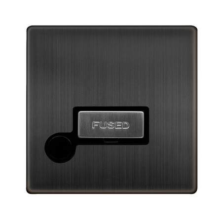 Click Definity Complete Matt Bronze with Black Insert Screwless 13A Unswitched Fused Connection Unit with Flex Outlet SFBZ550BK