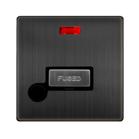 Click Definity Complete Matt Bronze with Black Insert Screwless 13A Unswitched Fused Connection Unit with Neon and Flex Outlet SFBZ553BK