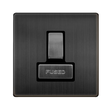 Click Definity Complete Matt Bronze with Black Insert Screwless 13A Switched Fused Connection Unit SFBZ751BK