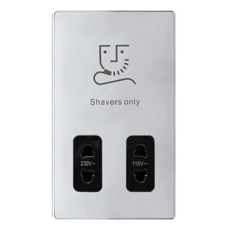 Click Definity Complete Polished Chrome with Black Insert Screwless 115V/230V Dual Voltage Shaver Socket SFCH100BK
