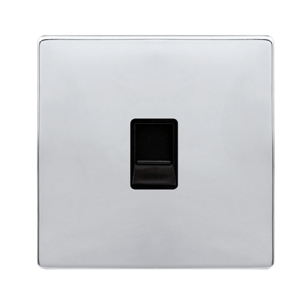 Click Definity Complete Polished Chrome with Black Insert Screwless Single Secondary Telephone Outlet SFCH125BK