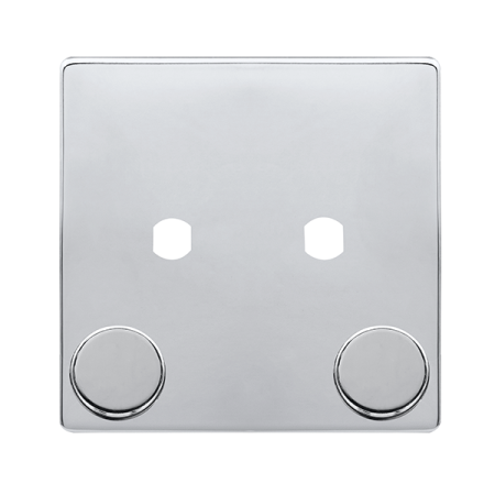 Click Definity Complete Polished Chrome Screwless 2 Gang Empty Dimmer Plate with Knob SFCH142PL