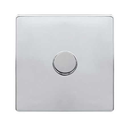 Click Definity Complete Polished Chrome Screwless 1 Gang 2 Way 100W LED Dimmer Switch SFCH161