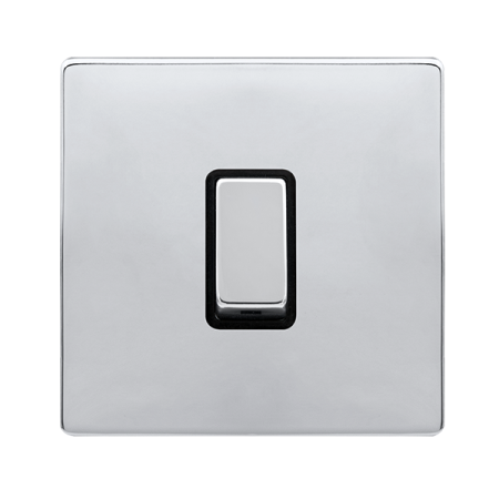 Click Definity Complete Polished Chrome with Black Insert Screwless 1 Gang Intermediate Switch SFCH425BK