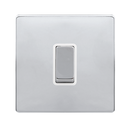 Click Definity Complete Polished Chrome with White Insert Screwless 1 Gang Intermediate Switch SFCH425PW