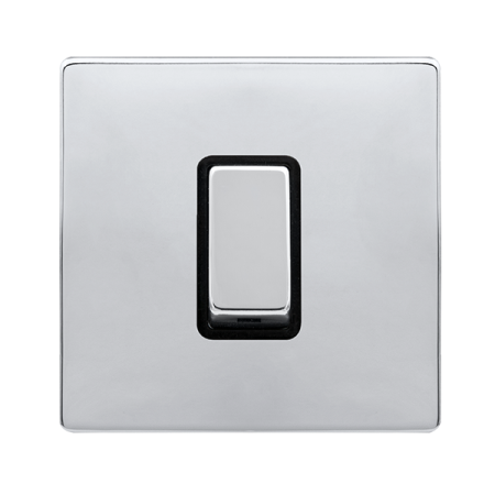 Click Definity Complete Polished Chrome with Black Insert Screwless 1 Gang 50A Double Pole Single Switch SFCH500BK