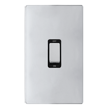 Click Definity Complete Polished Chrome with Black Insert Screwless 2 Gang Vertical 50A Double Pole Switch SFCH502BK
