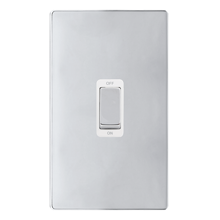 Click Definity Complete Polished Chrome with White Insert Screwless 2 Gang Vertical 50A Double Pole Switch SFCH502PW