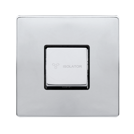 Click Definity Complete Polished Chrome with Black Insert Screwless 1 Gang 10A 3 Pole Fan Isolator Switch SFCH520BK