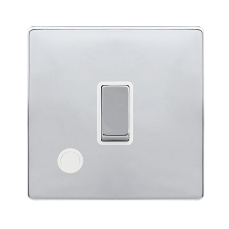 Click Definity Complete Polished Chrome with White Insert Screwless 20A Double Pole Switch with Optional Flex Outlet SFCH522PW