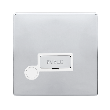 Click Definity Complete Polished Chrome with White Insert Screwless 13A Unswitched Fused Connection unit with Optional Flex Outlet SFCH550PW