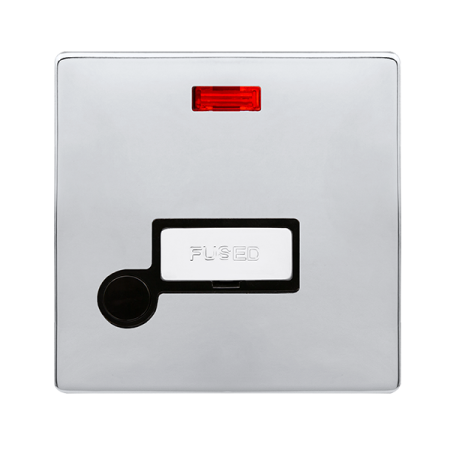 Click Definity Complete Polished Chrome with Black Insert Screwless 13A Unswitched Fused Connection unit with Neon and Optional Flex Outlet SFCH553BK