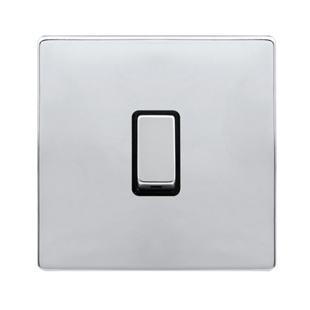 Click Definity Complete Polished Chrome with Black Insert Screwless 20A Double Pole Switch SFCH722BK