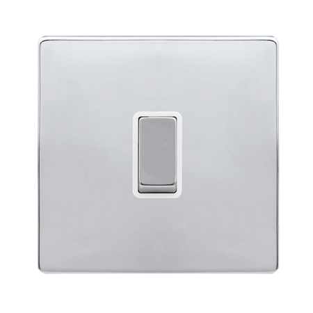 Click Definity Complete Polished Chrome with White Insert Screwless 20A Double Pole Switch SFCH722PW